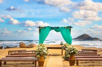 casamento na praia na cor tiffany